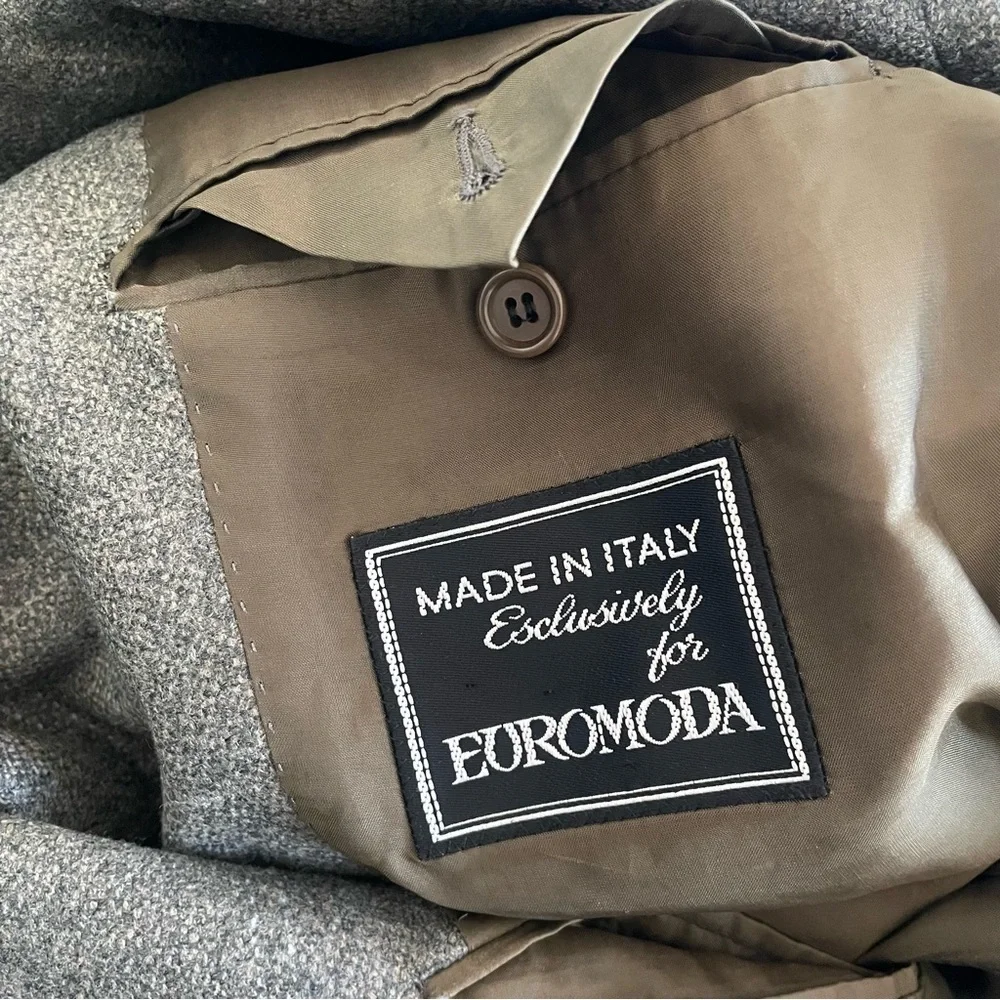 Ing. Loro Piana & C. Euromoda Wool Cashmere Gray Taupe Plaid Print Blazer Size M